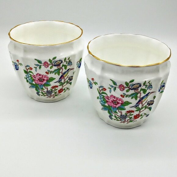 Aynsley Pembroke Fine English Bone China Cache Pots (2) - Picture 1 of 6
